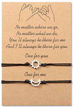 MANVEN Pulsera de mejor amigo Pinky Promise a juego de larga distancia amistad anillo de acero nudo pulseras regalo para 2 niñas mujeres amigas