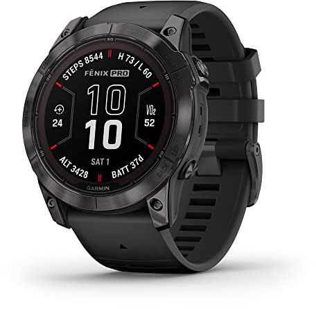 Garmin fēnix 7X Pro Sapphire Solar, Multisport GPS Smartwatch, Built-in Flashlight, Solar Charging Capability, Black
