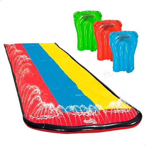 COLORBABY 47021 - Slip ‘N Slide Pista Deslizante de Agua, Medidas 4.8 m con 3 Tablas de Surf, Juegos de Agua, Juguetes de Exterior, Juegos de Piscina, Juegos al Aire Libre para niños y niñas