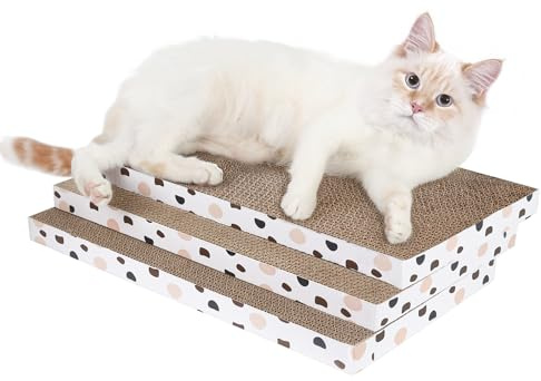 ComSaf Cat Scratcher Cardboard, 43 x 26 cm Large Size Cat Scratcher Pads, 3PCS Double-Sided Scratching Board Easy for Cats to Scratch, Durable Reversible Recycle Corrugate Scratch Pad for Indoor Cats