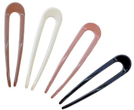 4 Stück U-förmige Haarnadeln Haarnadel-Stick French Style U-förmige Haarspangen U-förmige Kopfschmuck Haarnadeln Gabel für Frauen Mädchen, Haarstyling-Zubehör