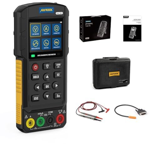 AUTOOL DM301 Tester Multimetro Digitale, Voltmetro DC AC, Ohm Volt Amp Misura accuratamente Tensione Corrente Resistenza Diodi Continuità Oscilloscopio Accensione Impulso Segnale Temperatura