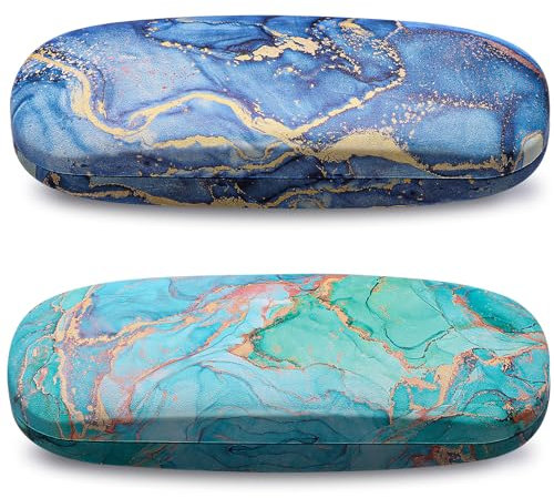 Yamitora 2 Stück Brillenetui Hardcase, Brillenetui Personalisiert Groß Tragbar Brillentasche für Damen Brillen Sonnenbrille