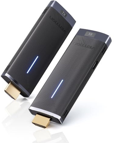 Wireless HDMI, Transmitter and Receiver, Projektor Receiver Portable HDMI Extender, 2.4/5GHz Adapter für Streaming Video vom PC zum Monitor/Projektor/HDTV