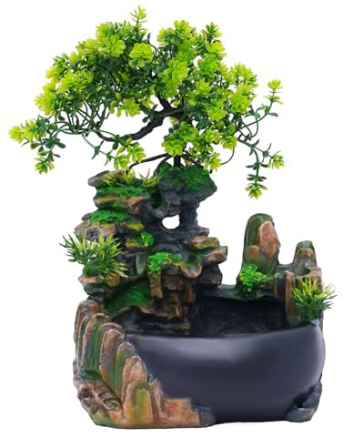 Fontana da interni, fontana da tavolo, cascata, fontana con piante, fontana a cascata per interni, oggetti rilassanti per casa, ufficio