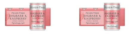 Fever-Tree Refreshingly Light Rhubarb & Raspberry Tonic Water 8 x 150ml (Pack of 6, Total 24 cans)