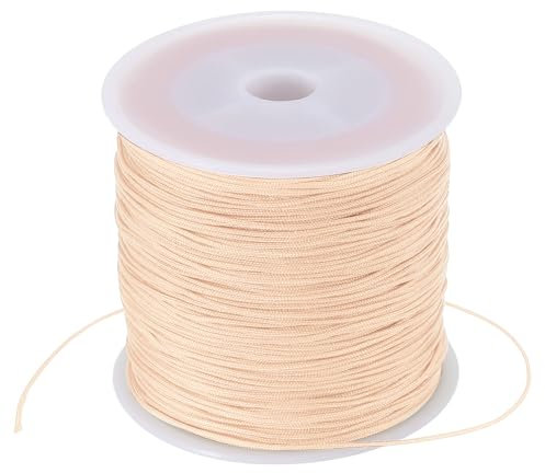 PATIKIL 0.8mm x 109 Yard Nylon Satin Cord, Nylon Beading String Knotting Cord Chain Braided Rope for Bracelets Jewelry Trim Chinese Knot Beige-Red
