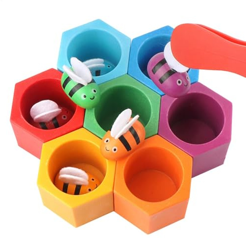 Jouets pour Ruches pour - Ensemble de Jouets pour Ruches en Bois - Jeu de Correspondance en Bois Jouet Cadeau éducatif Jouets de motricité Fine pour d'âge préscolaire