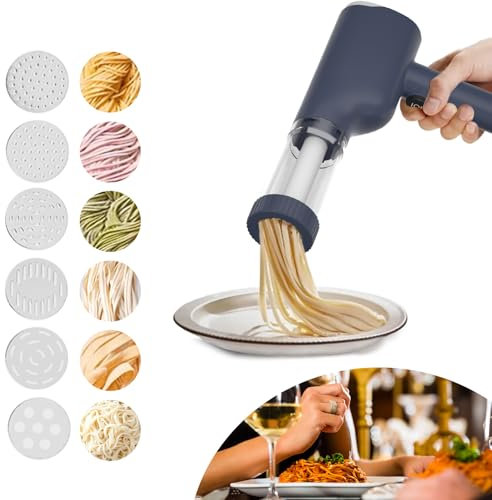 Máquina de Pasta Eléctrica, Máquina de Pasta Portátil de Mano Eléctrica con 6 Modos, Máquina de Pasta Hacer Recargable Eléctrica para El Hogar o Picnic