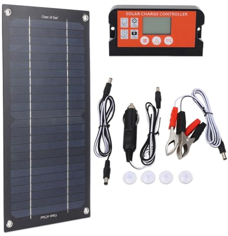 600 Watts Solar Panel Kit, High-Efficiency Monocrystalline Solar Panel Charger with Extension Cable and Battery Clip for RV Outdoor Camping and Other Off Grid Applications