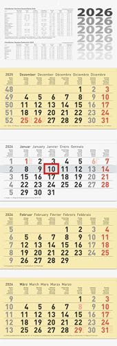 BRUNNEN 4-Monatskalender 2026 | chamois, 320×940 mm