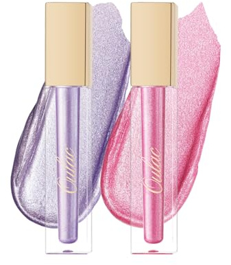 Oulac Metallic Diamond Lip Gloss Set – Waterproof & Transfer-Proof Liquid Lipstick & Eyeshadow, Long Lasting with High Shine Finish, Vegan & Clean Beauty Formula, 4.5ml*2(MD02+MD08)