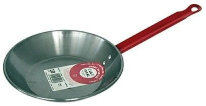 levitantes Sartén honda pulida de 34 cm con mango ergonómico, ideal para saltear, freír y preparar diversos platos.