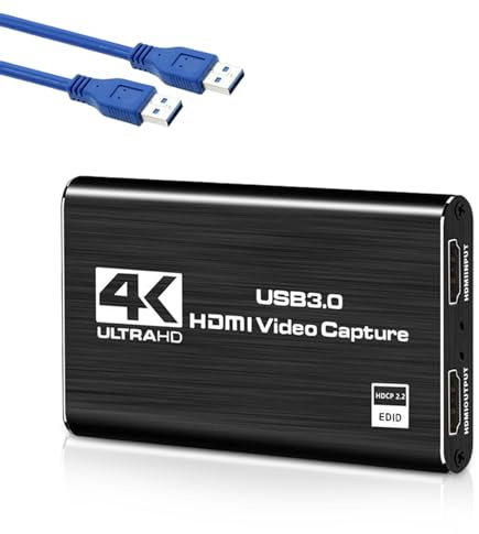 Tarjeta de Captura de Video HDMI 4K, 1080p 60 Fps, Tarjeta de Captura HDMI a USB 3.0 para Interruptor, para Cubierta de Vapor, para ROG Allydvd, DSLR, HDTV, Cámara, Cámara de