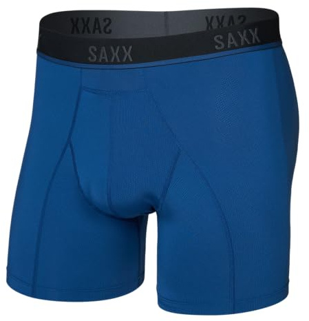 SAXX Underwear Co. Men's Underwear with Pouch Kinetic Light-Compression Mesh Boxer Brief, Navy Dawn, L