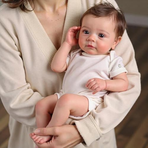 RXDOLL verkliga livet babydockor 45 cm realistisk reborn-babydockor silikon helkropp anatomiskt korrekt baby pojke verklighetstrogen nyfödda bebisar brun hår leksak gåvor för barn i åldern 3+
