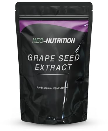 Organic Grapeseed Extract 25,000mg - High Strength 50:1 Extract - 60 Vegan Capsules - Resealable and Recyclable Pouch Neo Nutrition