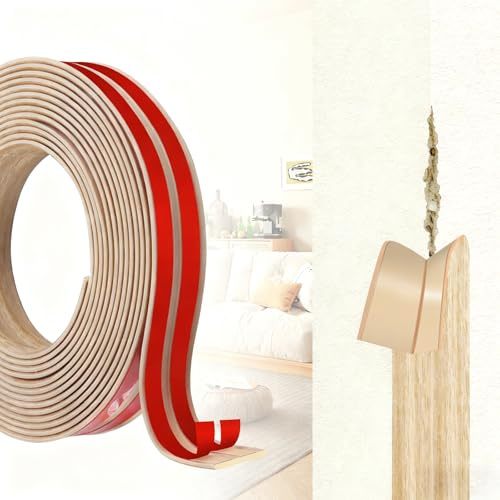 Självhäftande mjuk sockellist dekorlister 6 m, flexibel PVC kantskydd och vinkellist som hörnskydd för vägg, golv och kakel, golvlist för kök, badrum, dörr, fönster, vägglist, hörnlist