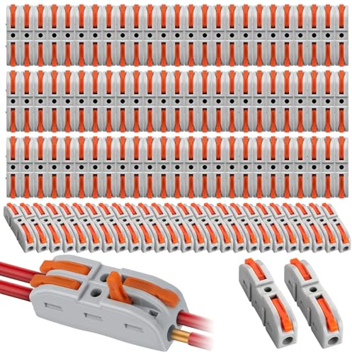 Connettori Elettrici Rapidi, 100 Pezzi Morsetti Elettrici, SPL-1 Terminali a Collegamento 1 Filo 2 Entrate per Cavi Combinabili Liberamente SPL2-5