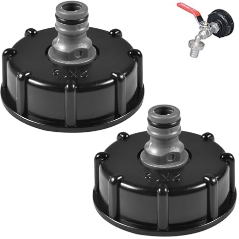 Mrracxy Accesorios para depósito IBC, S60 x 6, adaptador para tapa de depósito de agua, conector para depósito de agua de lluvia Gardena, juego de adaptadores, para barriles universales (2 unidades)