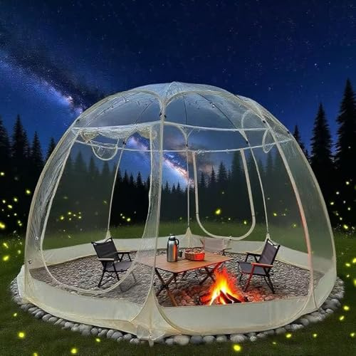 Tenda a Bolle Trasparente da Giardino, Gazebo a Cupola Pop Up Pieghevole Portatile, Tenda da Campeggio for 5-9 Persone, Cupola da Giardino con Finestra a 360°, Tenda da Spiaggia(A)