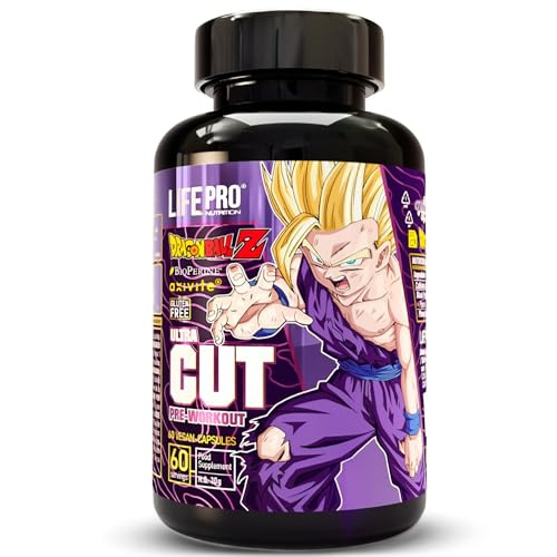 Life Pro Ultra Cut Preworkout Dragon Ball Z Edición 60 Vegancaps - Preentreno y Quemagrasas con Cafeína, Fenilcapsaicina y BioPerine® para Aumentar Energía y Metabolismo
