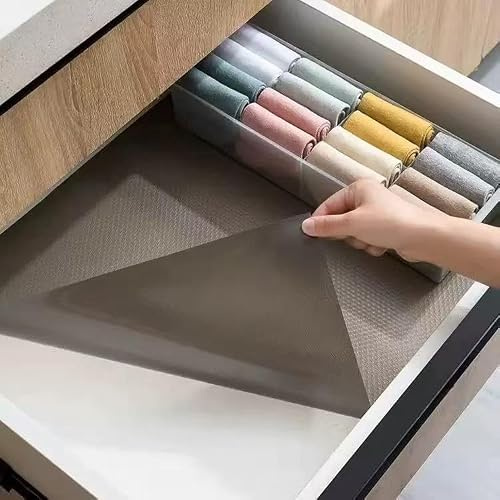 Alfombrilla de cajón negra de 45 x 500 cm, antideslizante, recortable, antideslizante, impermeable y apta para alimentos, ideal para cajones de cocina, frigoríficos, estantes y armarios