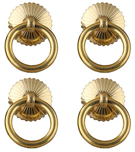 Tiazza 4 anillos de latón antiguo de estilo chino para armarios de cocina, armarios, cajones, muebles, herrajes de estilo retro (Oro)