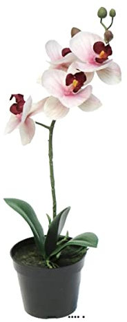 Artificielles.com - Orchidée Phalaenopsis factice en pot top qualité H35cm Rose-crème-BEST - dimhaut: H 35 cm - couleur: Rose-crème 705