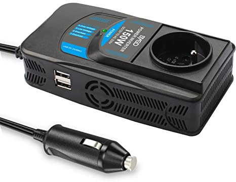 BYGD Convertisseur 150W/300W 12V à 230V Adaptateur Allume-Cigare avec Double Adaptateur de Chargeur de Voiture Rapide USB Transformateur de Tension