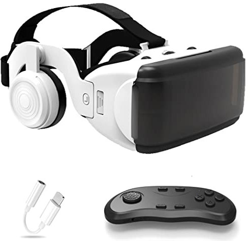 Lunette 3D VR, Casque de Réalité Virtuelle, Casque VR, Contrôleur Bluetooth Smartphone pour iPhone 13 Pro Max/13 Pro/13/12/11, pour Samsung Galaxy S21, Huawei, Xiaomi séries ( Color : D , Size : Ios )