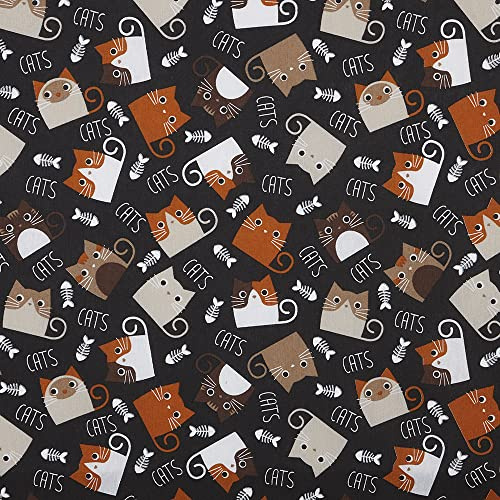 Kt KILOtela - Tela Loneta Estampada, Decoración, Tapizar, Cojines, Cortinas, Colchas, Bolsos, Manteles, 100 cm Largo x 280 cm Ancho, Gastos, Raspas, Naranja, Negro ─ 1 Metro