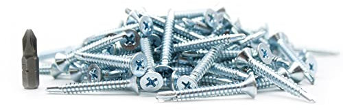 DOJA Barcelona | Tornillos Autotaladrantes con Punta PH2-25 | 100 Tornillo con Cabeza Avellanada | Ø4,2x22mm DIN-7504-P | Acero Cincado | Tornillos Roscachapas, Tornillo Autotaladrante para Metal...