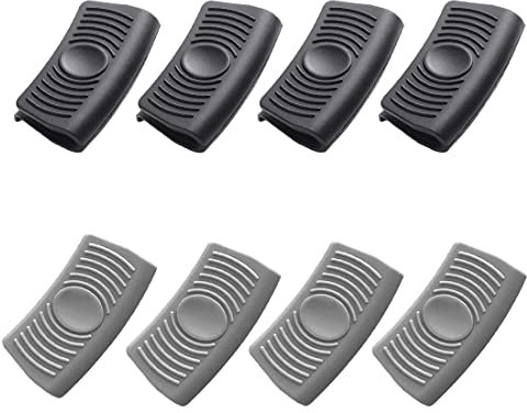 8 Stück Silikon-Topfgriffe - Hitzebeständige Topfhandschuhe Und Klemmgriffe Für Ofenschalen, Gusseiserne Bratpfannen In Schwarz Und Grau - Praktischer Hitzeschutz Für Töpfe