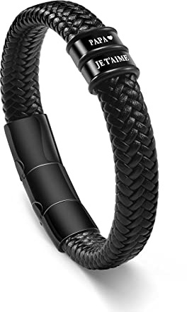 BOCHOI Papa Cadeau Anniversaire Pour Papa Bracelets en Cuir Pour Homme Idée de Noël Pour Pere Cadeau Fête Des Pères Original Bracelet