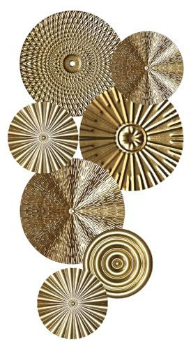 Runden Wanddekoration aus Metall, Minimalistische Metall Hängedeko, Goldener runder Dekoteller, Minimalistische Wanddekoration Kunst, Wanddeko Metall Einzeilig Deko (B)