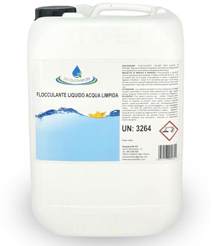 acquaverde | Flocculante Liquido Acqua Limpida Chiarificante ad Azione Diretta per Equilibrio, Trattamento e Manutenzione Acqua di Piscina e Spa (10 kg)
