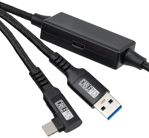CABLETEX Link Kabel mit Ladefunktion 5M, kompatibel mit Meta Quest 3/3S, Oculus Quest 2/Pro, PICO 4 - USB 3.2 A auf USB C Kabel für SteamVR Virtual Reality Gaming PCVR