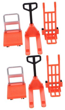 ibasenice 1 Set Road Barricade Toys Miniature Farm Tools Miniature Forklift Toy Platform Cart Pallet Road Blocks Toys Mini Traffic Model Vonvoyage Movable Car Model Red Plastic