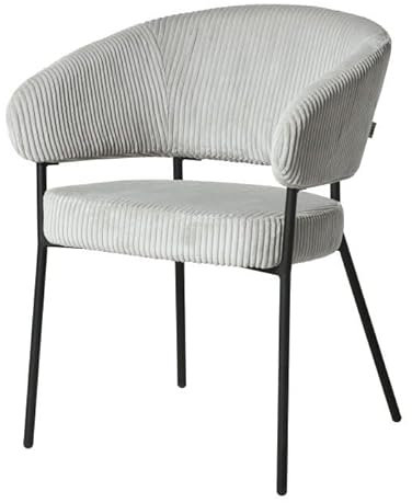HowHomely Grey Scandinavian Style Dining Room Chair - Modern Upholstered Chairs Made of Soft Corduroy Fabric and Metal Legs - Ideal for Kitchen and Dining Room as Kitchen Chairs and Dining Chairs