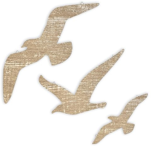LUMOOM 3 piezas gaviotas decoración de pared madera efecto marítimo para sala de estar, dormitorio, baño