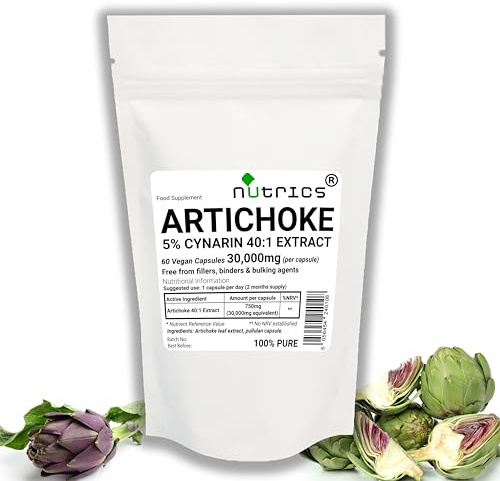 Nutrics® 30,000mg (per Capsule) Artichoke Leaf Extract 60 V Capsules 100% Pure No fillers Binders or Bulking Agents (2 Months Supply)