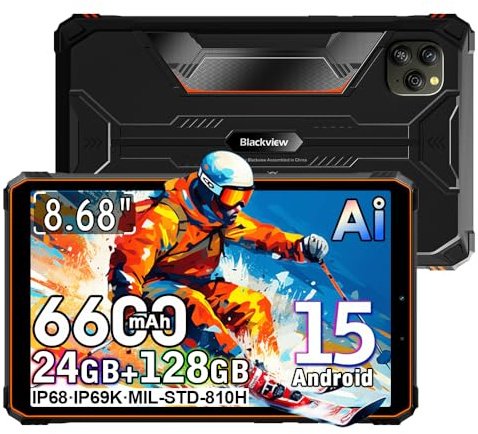 Blackview Active 5 Android 15 Rugged Tablet 8 inch, 24GB+128GB/2TB Tablet in Offerta, Altoparlanti 2W*2, 6600mAh Rugged Smartphone, Dual SIM,4G LTE,5G WIFI,GPS,OTG,NFC,IP68/69K Robusto Tablets
