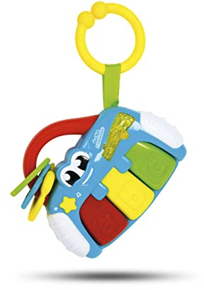 Clementoni Baby Sonaglino Elettronico Baby Piano, Sonaglio Neonato 3+ Mesi, Gioco Prima Infanzia con Anelli, Luce e 3 Tasti Musicali, Stimola Lo Sviluppo Multisensoriale, Insegna Musica e ABC, 17221