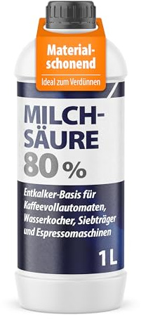 Milchsäure 80% 1 L | Entkalker Konzentrat – für Kaffeevollautomaten inkl. online Dosierhilfe