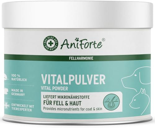 AniForte Fellpflege für Hunde & Katzen Fellharmonie Vitalpulver 250g - Natürlich für glänzendes Fell & Vitale Haut, unterstützt Stoffwechsel & Immunsystem