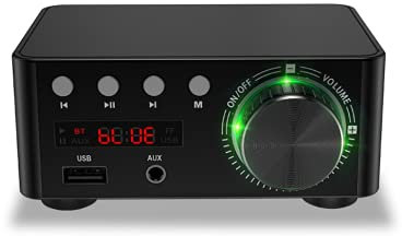 Amplificateur de Puissance HiFi, Amplificateur HiFi Bluetooth 5.0, 50W x 2 Stéréo, Carte Amplificateur Audio Bluetooth pour Divertissement à Domicile (Noir)