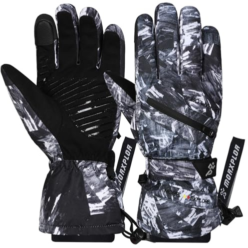 MORXPLOR Winter Ski Snow Gloves Men Women,Windproof Touchscreen Snowboard 3M Thinsulate Insulated Warm Winter Snowmobile Gloves
