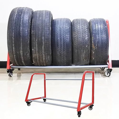 NUNETH Porte-pneus Rack de Stockage de Pneus avec Roues, Mobile ＆ Brakeable Garage Tire Storage Holder, 4 Pneus Organisateurs de Présentation pour La Maison, Le Magasin et Les Lieux de Travail