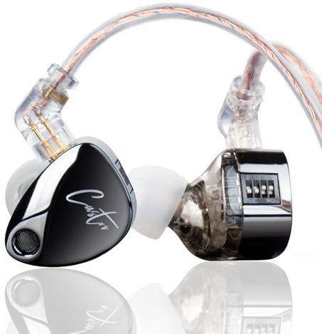 keephifi KZ Castor In Ear Monitor KZ Auriculares IEM 2DD Tuning Ajustable Doble Controlador Super Bass con Cable, Harman Target Auriculares KZ Auriculares con Cable de Graves mejorados（Super Bass）